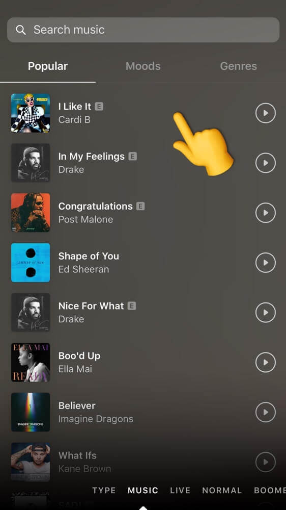 musica Instagram stories